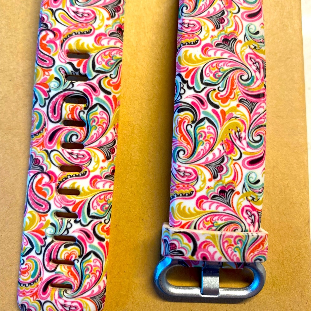Fitbit 4 paisley watch band. Multi colors. Rubber like material.